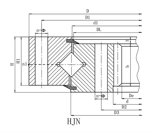 （HJ系列）单排交叉滚柱式回转支承——内齿式